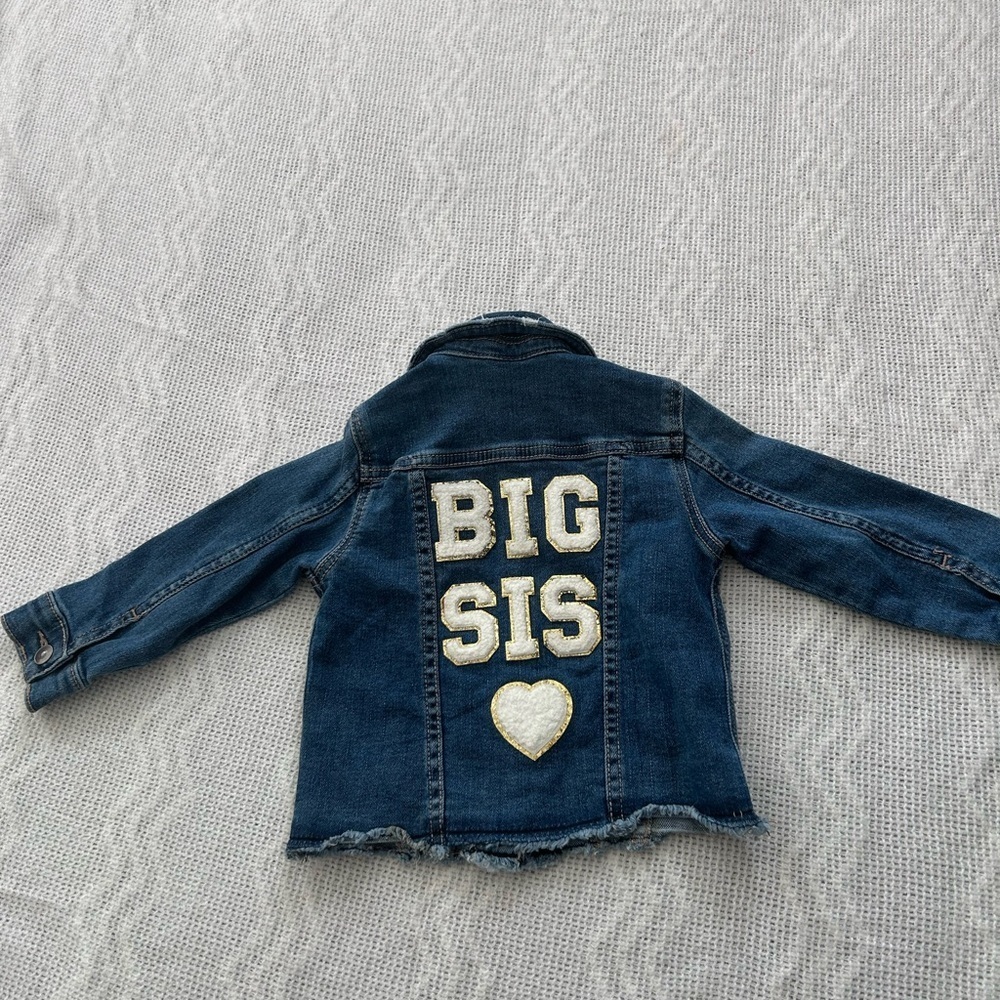 Wonder Nation Girls Dark Blue Jean Jacket “Big Sis”